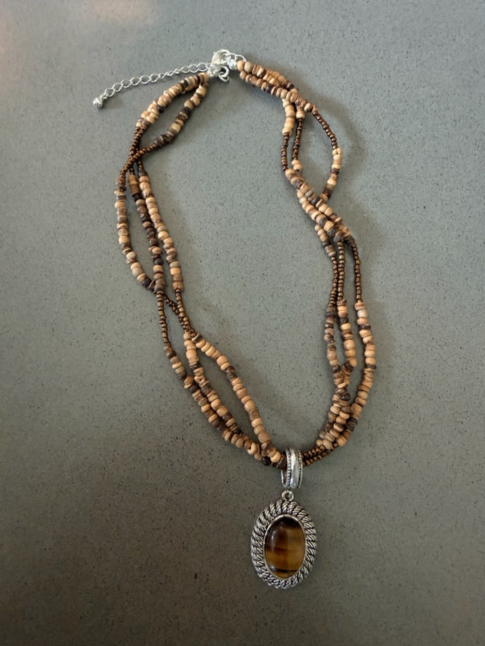 Avon Tiger Eye Beaded Brown Multi-Strand Necklace | Avon Signed